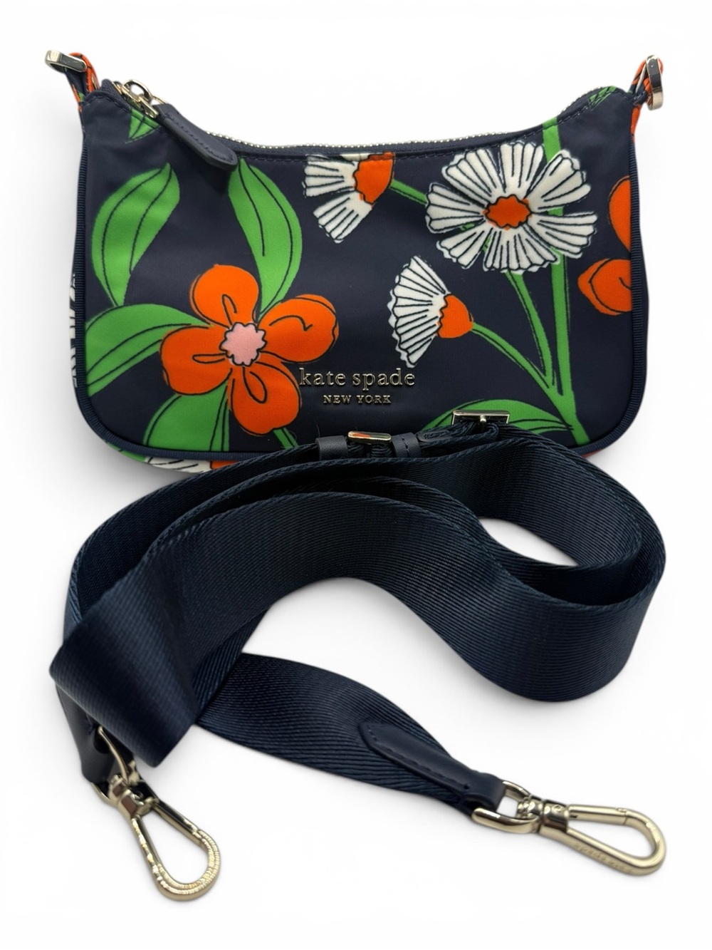 kate spade Navy Floral Crossbody with Orange & Green Blooms